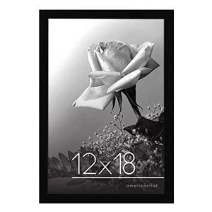 lot 3201 image: Americanflat 12x18 Poster Frame in Black - Composite Wood with Polished Plexiglass - Horizontal and Vertical Formats for Wall with Included Hanging Hardware