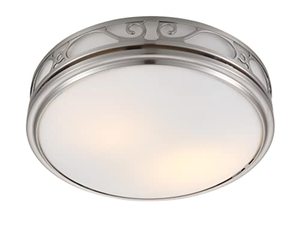 lot 3206 image: HUNTER 83008 Sona Decorative Bathroom Ventilation Exhaust Fan with Light and Night-Light, Brushed Nickel, 110 CFM