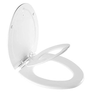 lot 3215 image: MAYFAIR 1888SLOW 000 NextStep2 Toilet Seat with Built-In Potty Training Seat, Slow-Close, Removable that will Never Loosen, ELONGATED, White