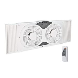 lot 3225 image: Comfort Zone CZ310R 9 3-Speed, 3-Function, Expandable, Reversible Twin Window Fan with Remote Control, Removable Cover