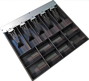 lot 3227 image: APG Vasario Series Cash Drawer Replacement Tray  Plastic Molded Till for Cash Register 5 Bill 8 Coin Compartments  14.2 x 12.65 x 2.4  VPK-15B-10-BX