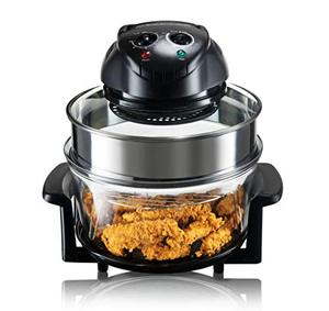 lot 3258 image: Nutrichef Convection Countertop Toaster Oven - Healthy Kitchen Glass Air Fryer Roaster Oven, Bake, Grill, Steam Broil, & Roast - Includes Glass Bowl, Broil Rack, & Toasting Rack - 18 Quart Capacity