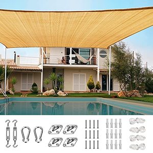 lot 3281 image: Quictent 24X24FT Large Oversized 185G HDPE Square Sun Shade Sail Canopy 98% UV Block Outdoor Patio Garden with Hardware Kit