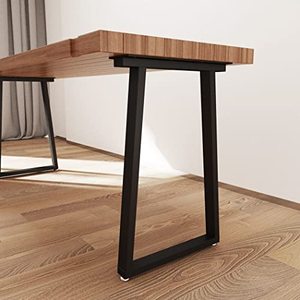lot 3293 image: Metal Legs for Table Trapezoid Shape28 H Tall Metal Table Leg Heavy Duty Metal Desk Legs Industrial Table Legs Set of 2,Black,No Planks