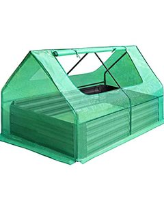 lot 3301 image: Quictent 4x3x1 Ft Extra-Thick Galvanized Steel Raised Garden Bed Planter Kit Box with Greenhouse 2 Large Zipper Windows Dual Use, 20pcs T-Types Tags & 1 Pair of Gloves Included (Green)