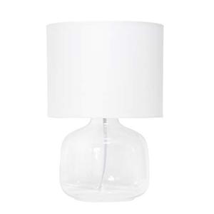 lot 3332 image: Simple Designs LT2064-CLW Clear Glass Table Lamp with White Fabric Shade