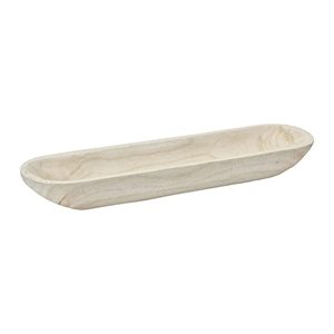 lot 3342 image: Creative Co-Op Decorative Paulownia Wood Bowl, White Tray