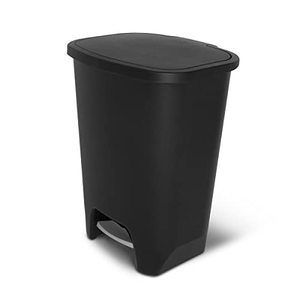 lot 3358 image: Glad 20 Gallon Trash Can - Plastic Kitchen Waste Bin with Odor Protection of Lid - Hands Free with Step On Foot Pedal and Garbage Bag Rings, Black