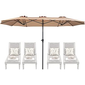lot 3373 image: SUPERJARE 13FT Umbrella Outdoor Patio, Double sided Pool Umbrellas with Fade Resistant Canopy, Large Table Umbrella for Deck, Market, Backyard - Beige