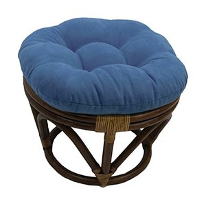 lot 3377 image: Blazing Needles Solid Microsuede Tufted Round Footstool Cushion, 18, Indigo