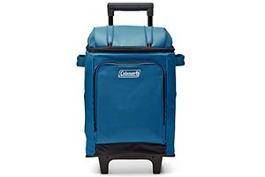 lot 3380 image: Coleman Chiller Series Insulated Portable Wheeled Soft Cooler, Leak-Proof 42 Can Capacity Cooler with Heavy Duty Wheels and Handle and Ice Retention