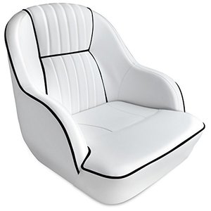 lot 3382 image: Leader Accessories Pontoon Captains Bucket Seat Boat Seat (WhiteBlack piping)