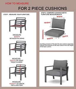 lot 3393 image: Creative Living Loveseat Outdoor Deep Seating Patio 24x24 Replacement Cushions, 2 Count (Pack of 1), Grey