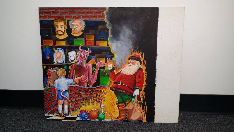 lot 1113 image: CRAZY Original Painting, Signed Chris Coz, Surreal Graffiti Style Painting, Acrylic on Board, Weird