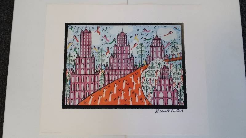 lot 1116 image: Reverend Howard Finster Stairway to Heaven Limited Ed. Hand-Signed Print, Embossed, Folk Art
