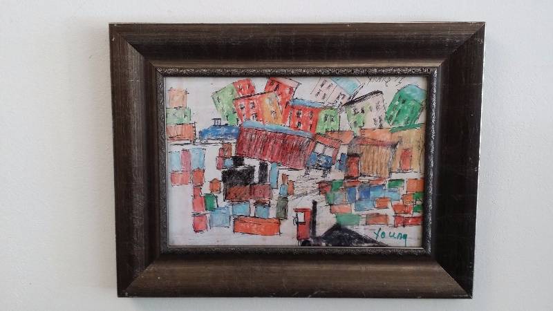 lot 1117 image: Purvis Young Hand-Signed Original Lithograph, Outsider Art, Framed, Folk Artist
