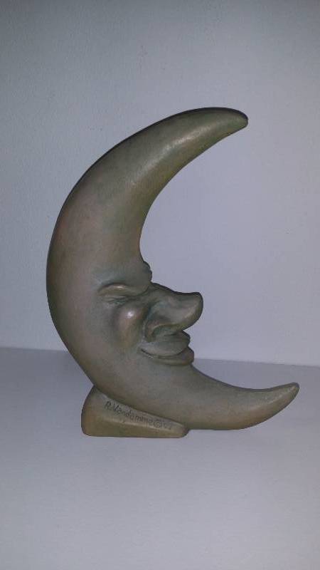 lot 1124 image: R. Vandamme Ceramic Moon Sculpture Rare Signed, Dated 1995, 9.5