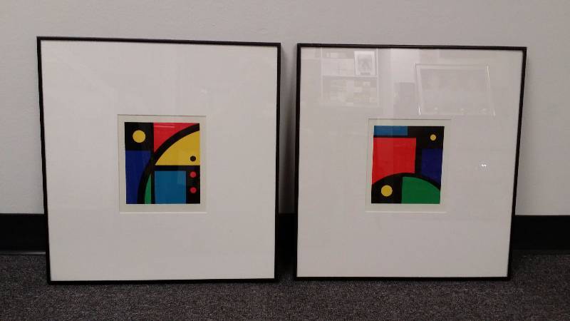 lot 1133 image: Set of 2 Contemporary Art Prints, Very Cool Modern Art, Hand-Signed, Framed
