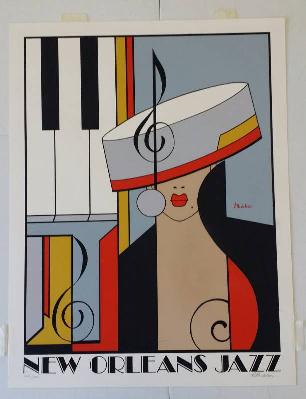 lot 1137 image: New Orleans Jazz Art Print by VilladeLeon, Hand-Signed #104300, Unframed