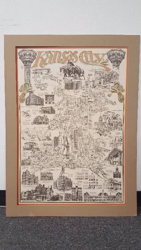 lot 1146 image: Original 1983 Bob Holloway Kansas City Lithograph Local Artist Vintage Architecture