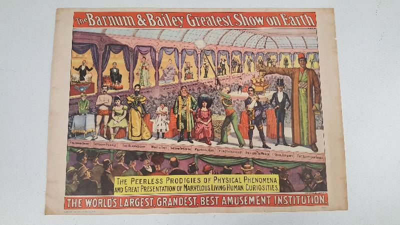 lot 1152 image: Barnum & Bailey Circus Freak Show Original 1960 World Museum Poster