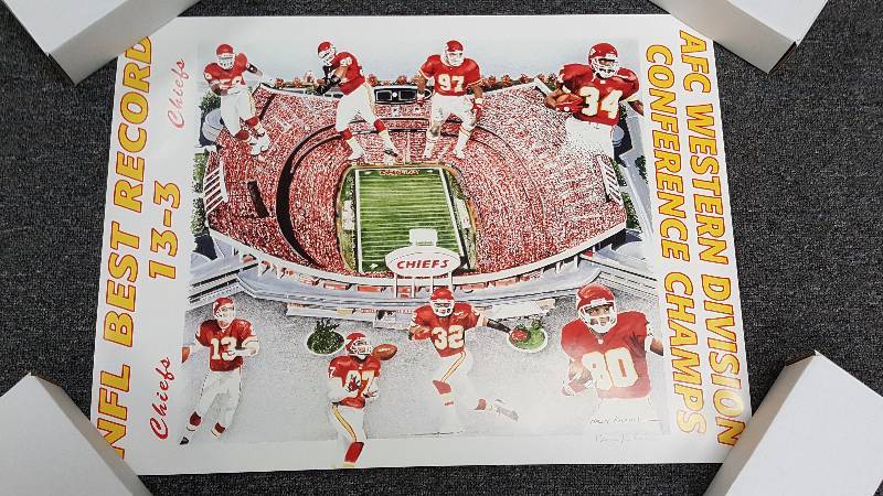 lot 1155 image: 1995 Kansas City Chiefs NFL Best 13-3 AFC West Champions Lithograph signed by Artist