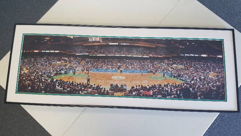 lot 1156 image: Boston Celtics Panoramic Photo 1988 Boston Garden Arena Vs. Detroit Pistons Larry Bird