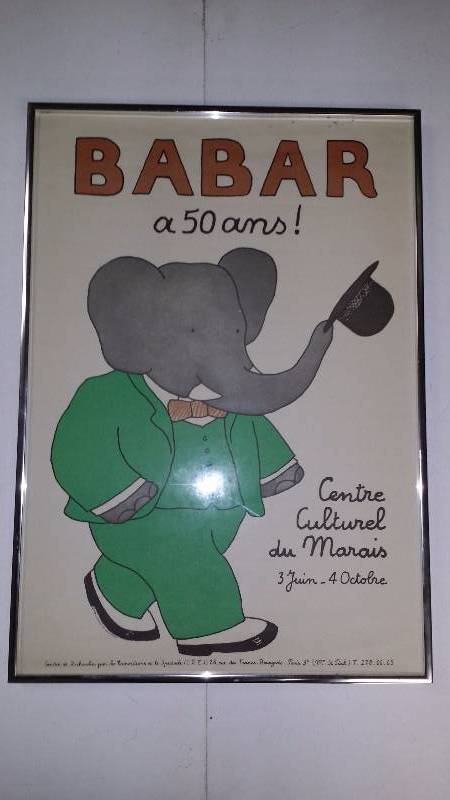 lot 1161 image: Babar a 50 Ans 50th Anniversary Affiche Poster Laurent De Brunhoff Paris 1981