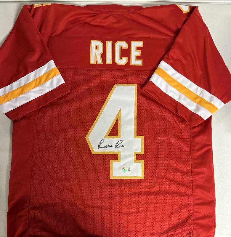 Travis Kelce Signed Kansas City Yellow Large Football Jersey (Beckett)