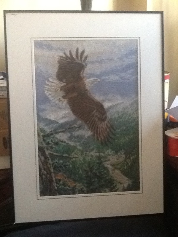 lot 7870 image: Nice large needle point eagle picture very nice took lots of work