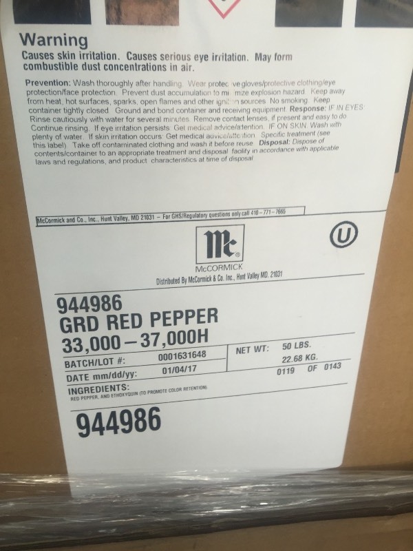 lot 7001 image: 50 pound box of ground red pepper great for you barbecue rub makers