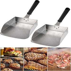 lot 1006 image: Yarlung 2 Pack Large Smash Burger Spatula, Stainless Steel Griddle Food Mover BBQ Grill Food Shovel Scraper Scoop for Fried Food, Stir Fry, Hibachi Tools Retail $25.99