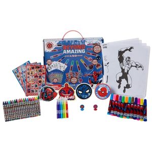 lot 1021 image: Marvel Avengers Spiderman Coloring Art Set for Kids with Stickers and Stampers, 150 Pieces Retail $13.75