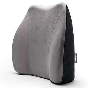 lot 1033 image: WENNEBIRD Model Q Lumbar Support Pillow - Memory Foam and Ergonomic Design for Improved Posture While Sitting - OfficeComputer Chair, Car, Gaming, Couch, Recliner - Gray Retail $42.99
