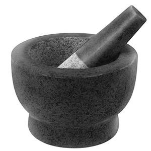lot 1036 image: ChefSofi Mortar and Pestle Set - Black Polished Exterior - 6 inch - 2 Cup Capacity Retail $45.83