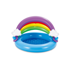 lot 1044 image: Summer Waves Inflatable Rainbow Baby Shade Kiddie Pool with Soft Cushioned Base Retail $30.99