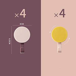 lot 1049 image: Axgo 8Pcs Creative Multi-Purpose Strong Glue no Trace Hook Rotate 360 Degrees Home Wall Nail-Free Hangers, Light Pink  Yellow Retail $14.99