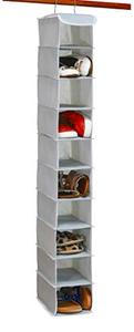 lot 1056 image: Simple Houseware 10 Shelves Hanging Shoes Organizer Holder for Closet, Grey Retail $16.99