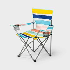 lot 1057 image: Adult Outdoor Portable Chair Stripe - Sun Squad Retail $24.74