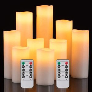 lot 1072 image: Baleid Flameless Candles Battery Operated 4 5 6 7 8 9 Set of 9 Ivory White Real Wax Pillar LED Candles with 10-Key Remote Control Adjustable Brightness, Cycling 24 Hours Timer (2.2 inch,9 Pack) Retail $22.99