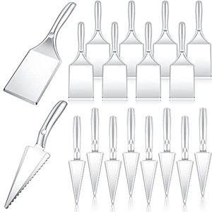 lot 1075 image: 20 Pieces Plastic Pie Server Square and Triangle Cake Server 10 Inch Disposable Pie Cutter Slicer Silver Heavy Duty Cake Knife and Server Set for Cutting Pizza Dessert Kitchen Wedding Utensil Retail $21.99
