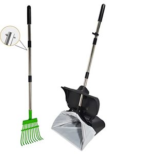lot 1076 image: Hygena Scoop Pooper Scooper XL Large Odor Blocking Swivel Bin & Long Handle Stainless Steel Poles Rake Large Bag for Clean Pet Waste Removal Retail $35.99