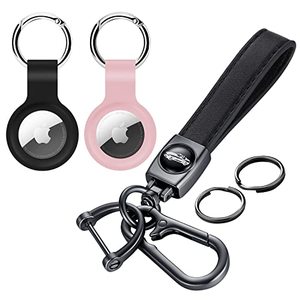 lot 1078 image: PICKBEAU 3 in 1 Leather Keychain for Men Women, Carabiner Key Ring Clip Car Key Chain With Anti Loss D-Ring Retail $14.69