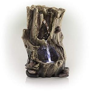 lot 1081 image: Alpine Corporation 11 Tall Indoor Rainforest Tabletop Fountain with LED Lights , Beige, 7L x 5W x 11H Retail $59.99