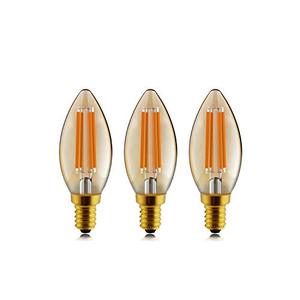 lot 1091 image: helloify B11 Dimmable Vintage LED Edison Candelabra Bulb, 60W Equivalent, High Brightness, Warm White 2500K, Amber Glass, CandlesChandelier Style, E12 Screw Base, 3 Pack Retail $7.99