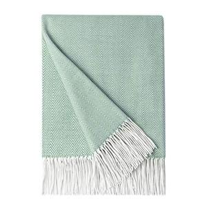 lot 1093 image: BOURINA Herringbone Two Tone Throw Blanket Faux Cashmere Fringe Soft Lightweight Cozy for Bed Couch Decorative Throws Blanket, Green, 50 x 60 Retail $21.99