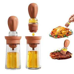 lot 1106 image: Olive Oil Dispenser Bottle with Silicone Brush, 2 In 1 Silicone Dropper Measuring Glass Oil Dispenser Bottle Oil Sprayer for Kitchen, Cooking, Frying, Baking, BBQ Retail $13.99