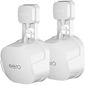 lot 1110 image: COOLWUFAN Outlet Wall Mount Holder for eero 6 or eero 6 mesh Wi-Fi System NOT Fit for eero mesh, No Messy Wires, Easy to Install Mount Holder for eero 6 & eero 6 mesh Wi-Fi System (2 Pack) Retail $18.99