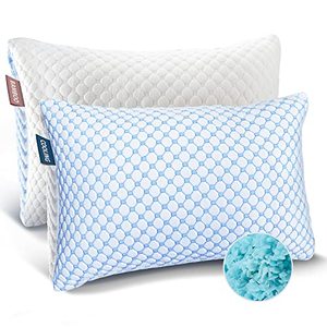 lot 1118 image: Nestl Cooling Pillow - Queen Size Set of 2 Cooling Memory Foam Pillows, Gel Infused Cool Pillow, Adjustable Cooling Pillows for Sleeping, Breathable Queen Pillows, Washable Removable Bed Pillow Cover Retail $69.99