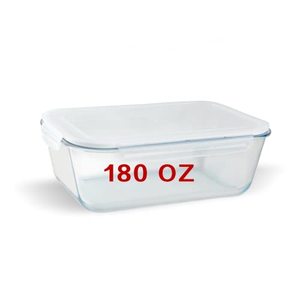 lot 1138 image: XXX-Large Glass Food Storage Container with Locking Lid 180OZ Rectangle Glass Bowl Bakeware Baking dish with Airtight Lid Meal Prep Glass Container Storing Serving Food for Raw Food, Soups, Stews, Chili, Speaghetti and Meatballs, etc. Retail $42.99